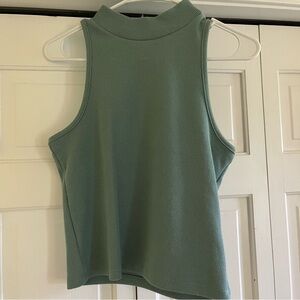 Mockneck Ribbed Tank - Teal - Size Small